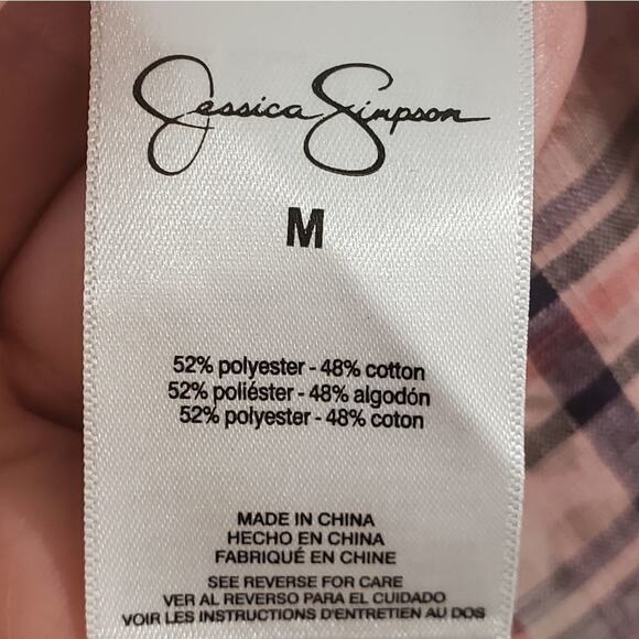 JESSICA SIMPSON plaid ruffled button up shirt med - Picture 5 of 5